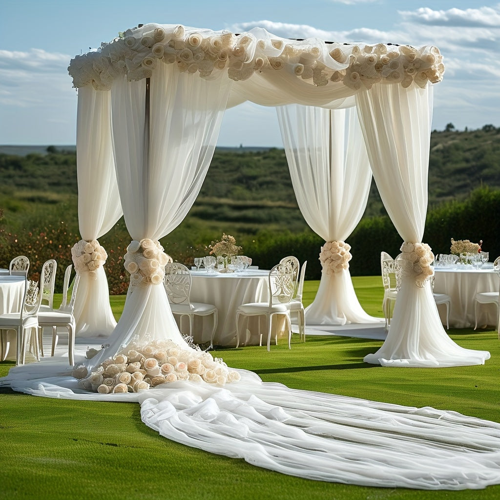 White Chiffon Tulle Curtain for Weddings and Events 19.7ft Long x 236.5ft Wide Sheer Polyester