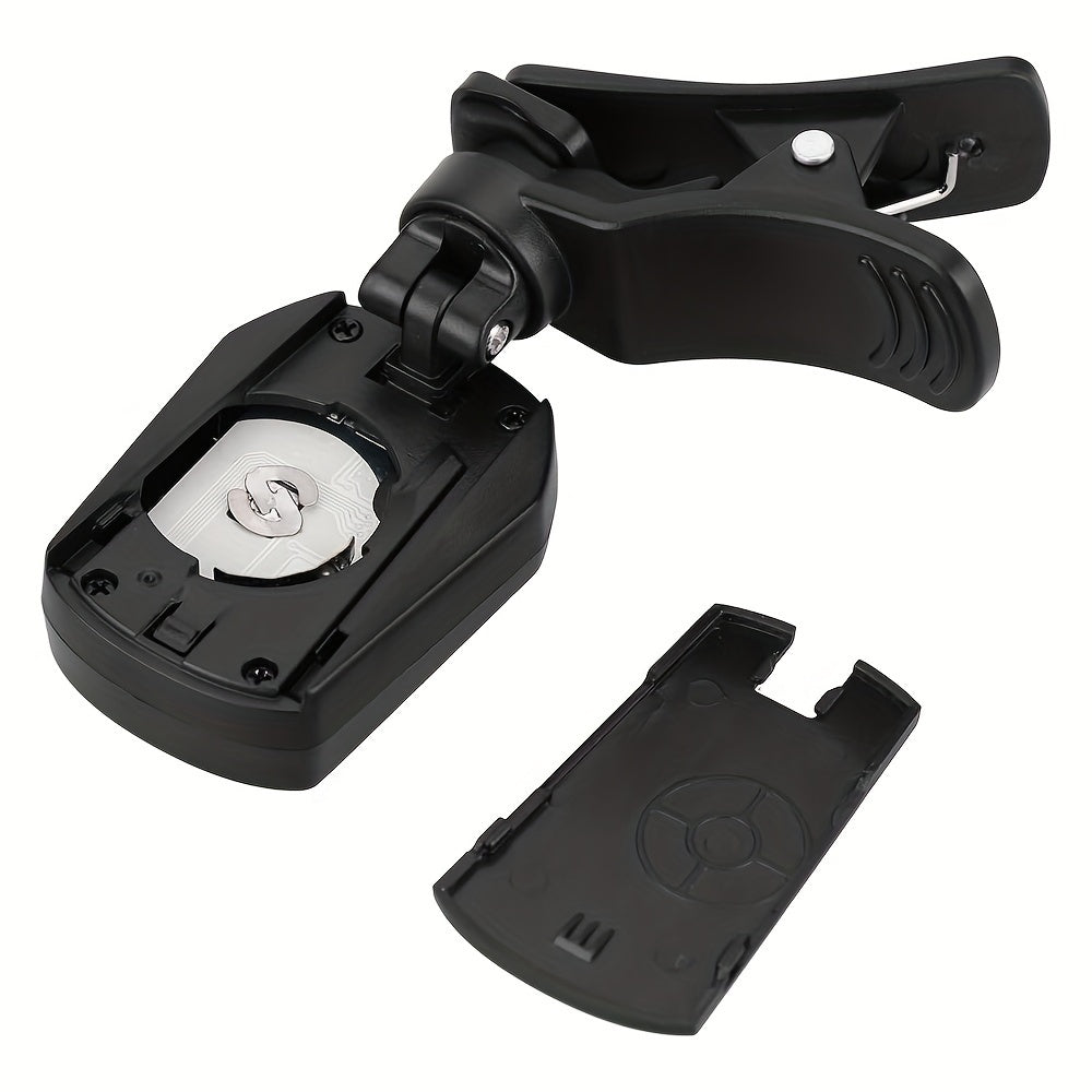 Chromatic Clip-On Guitar Tuner for Acoustic Electric Instruments Black ABS Battery Powered