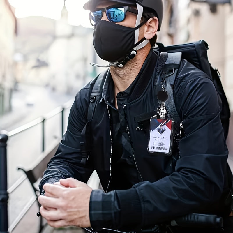 Durable Retractable ID Badge Holder with Carabiner Clip and Keychain