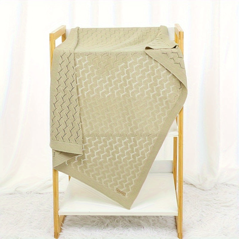 Детское мягкое вязаное одеяло для кормления и обнимания в ярко-розовом и хаки