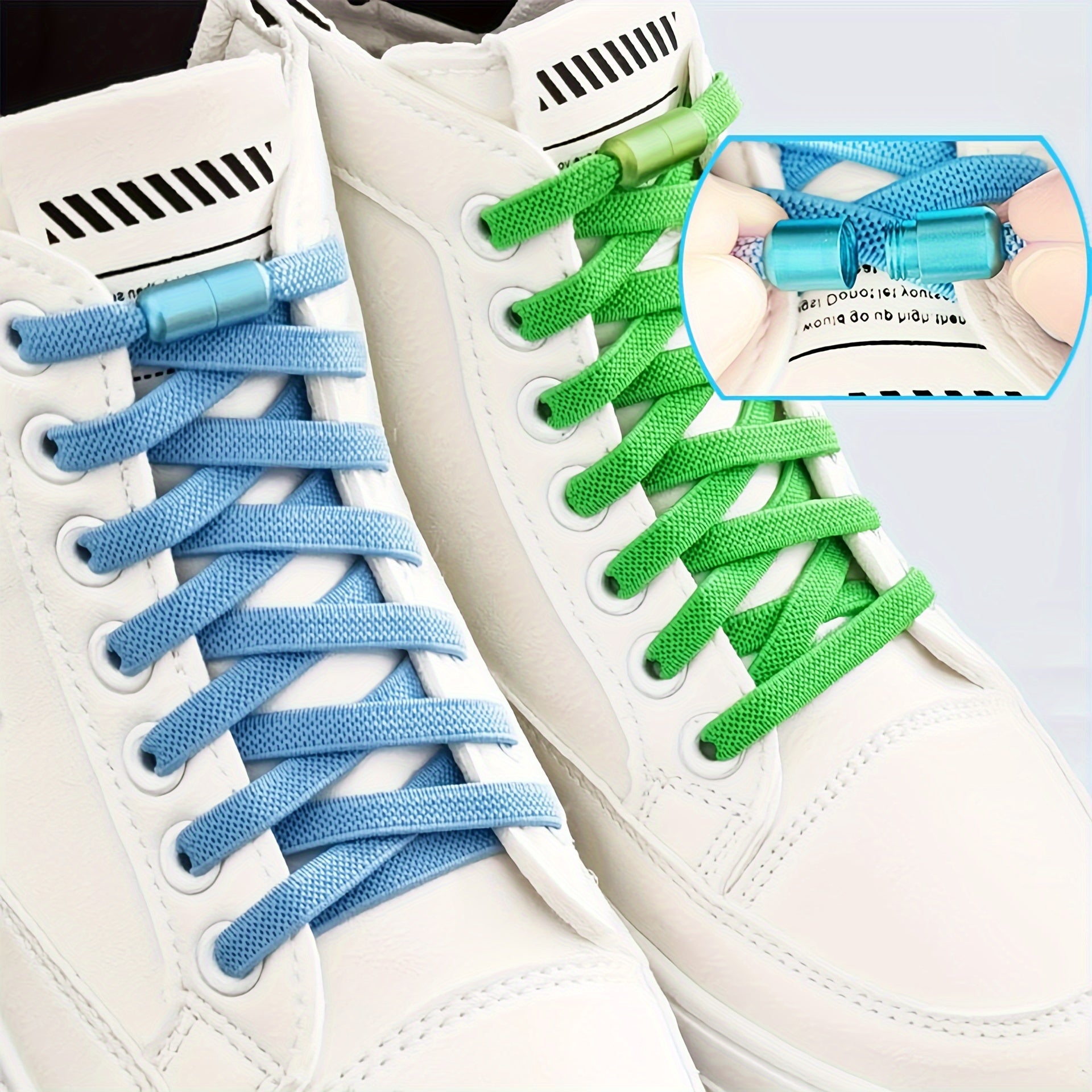 Unisex Elastic Lace-Up Shoelaces 6mm Flat Colorful No-Tie Sports Casual