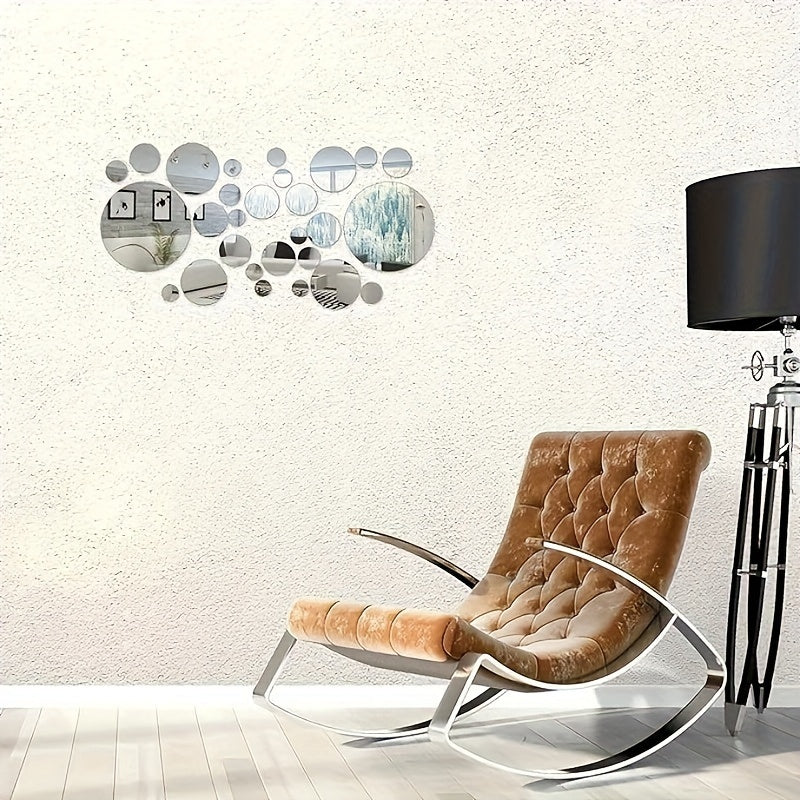 33pcs 3D Acrylic Mirror Wall Stickers Removable Self-Adhesive Home Decor