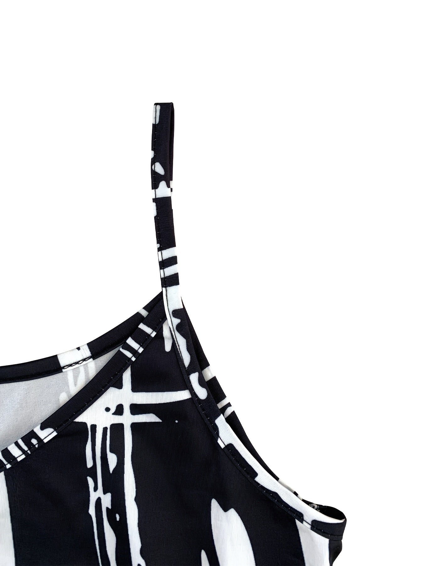 Women's V-Neck Black and White Block Print Dress Shorts Summer Fashion