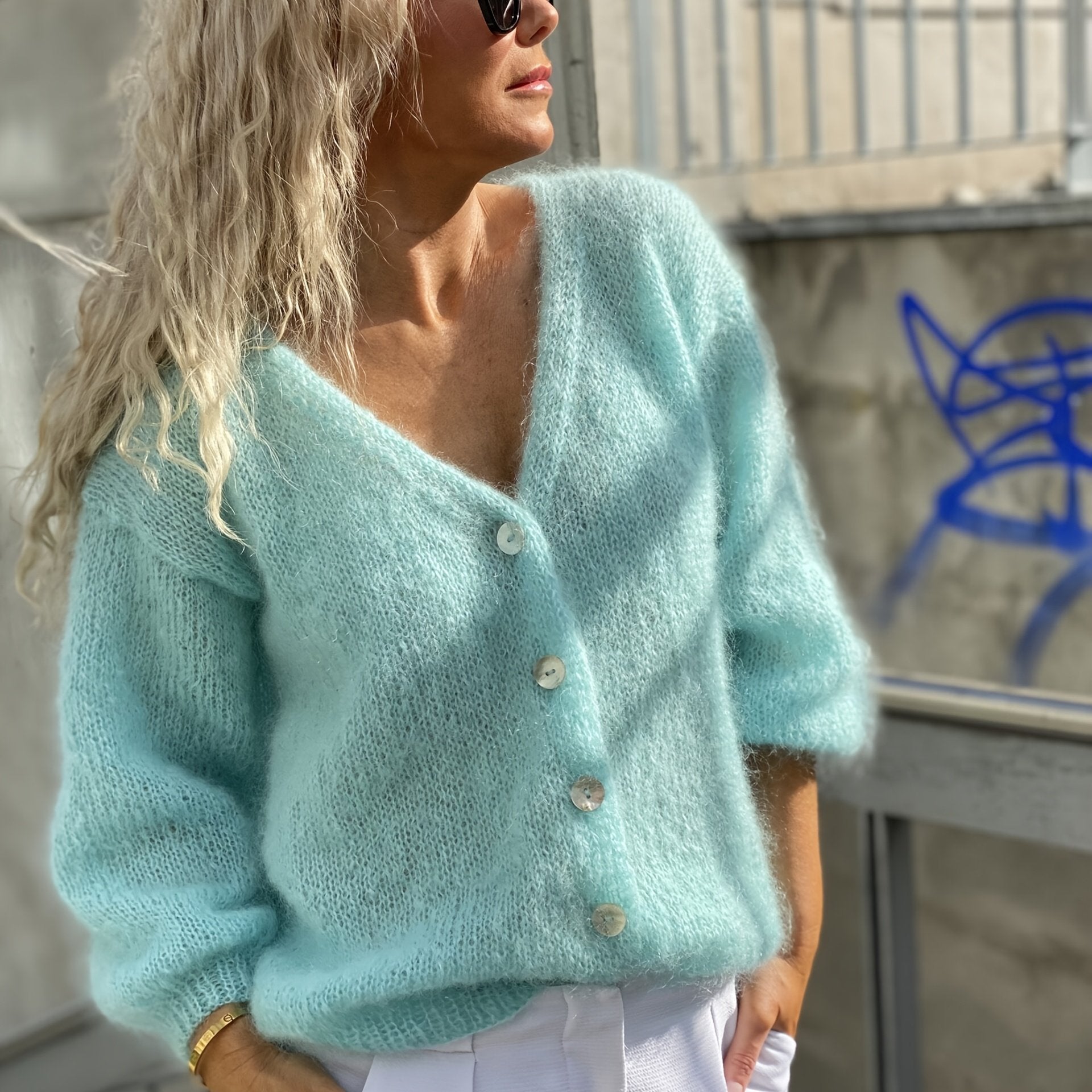 Plus Size Women's Knit Sweater Cardigan Open Front V-Neck Casual Formal