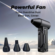 Mini USB Rechargeable Turbo Jet Fan for Computers Keyboards Cars Outdoor Black LED Display