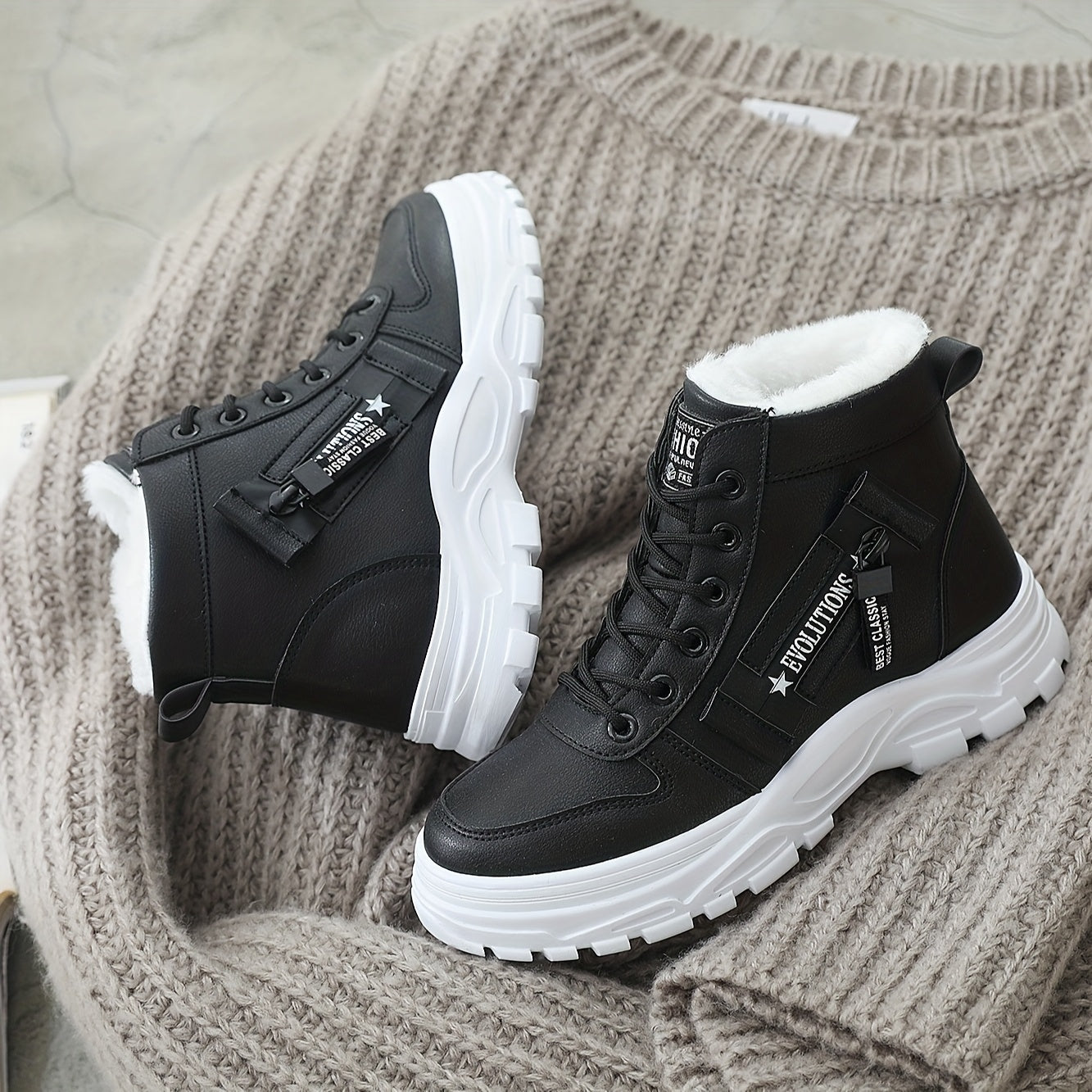 Women's Plush-Lined Winter Ankle Boots Thick-Soled High Tops Multiple Sizes