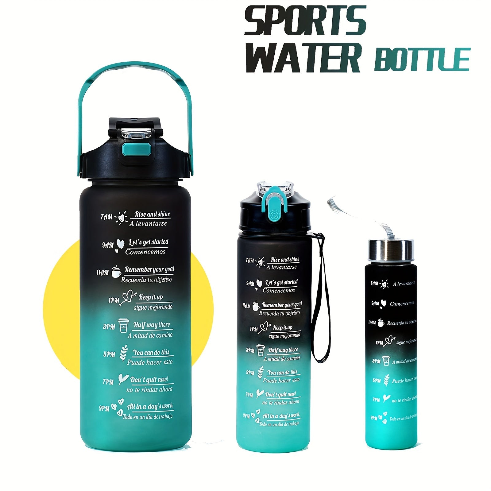 Set de botellas de agua aisladas para actividades al aire libre y fitness 24oz azul