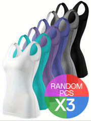 Women's Plus Size Moisture-Wicking Tank Tops Set of 3 Sleeveless Workout Casual