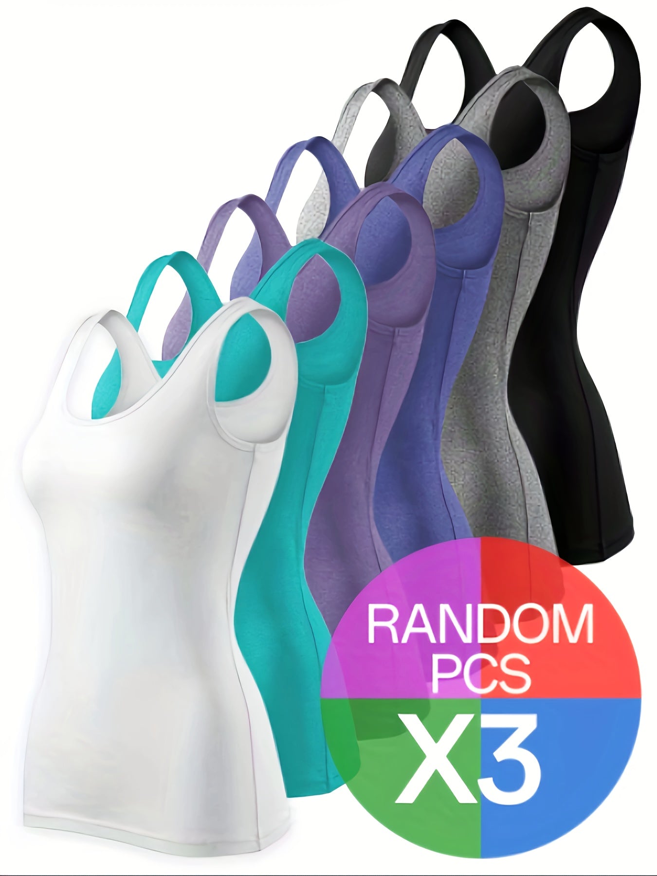 Women's Plus Size Moisture-Wicking Tank Tops Set of 3 Sleeveless Workout Casual