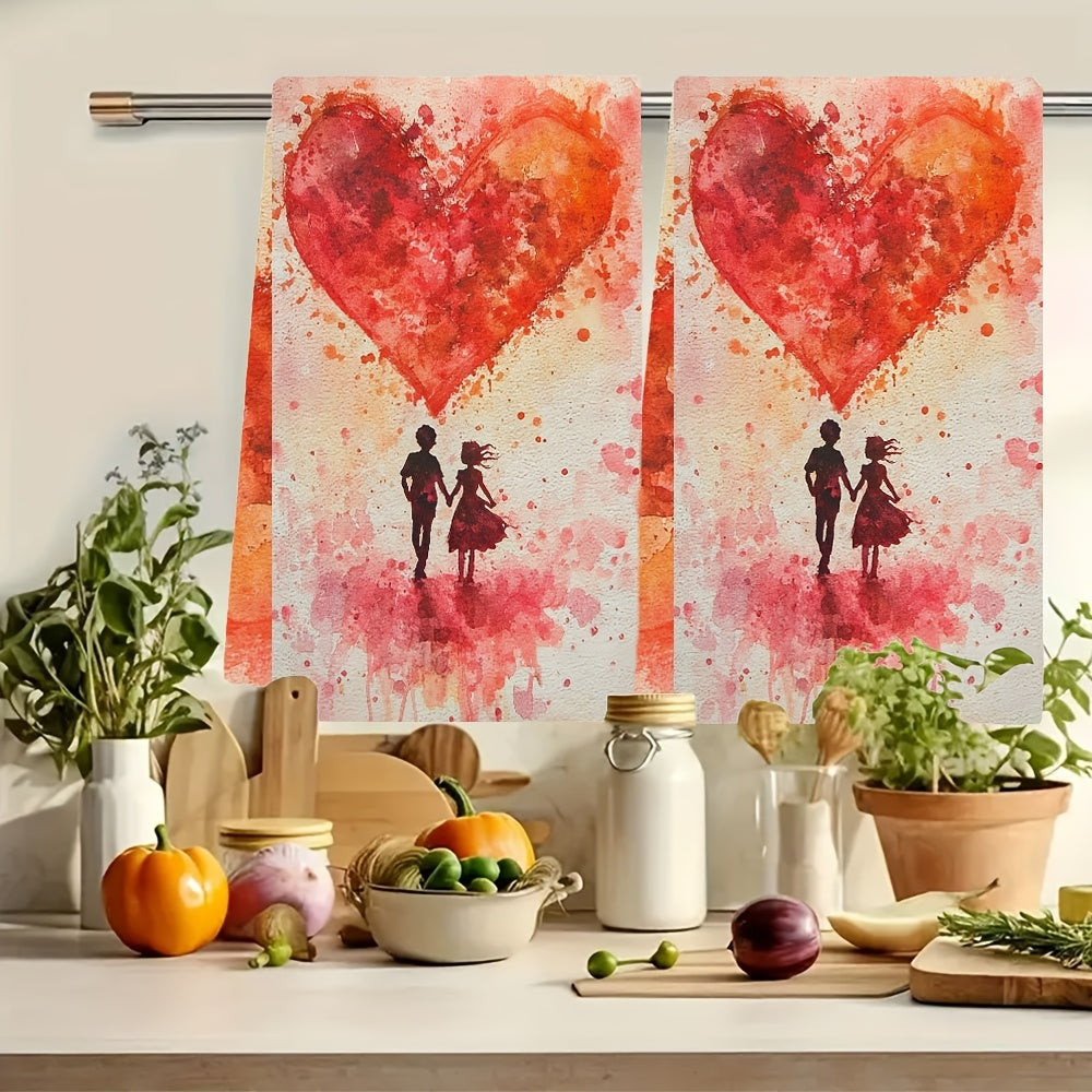 Valentine's Kitchen Towels Set Ultra-Soft Absorbent Dish Hand Drying 40x60 cm