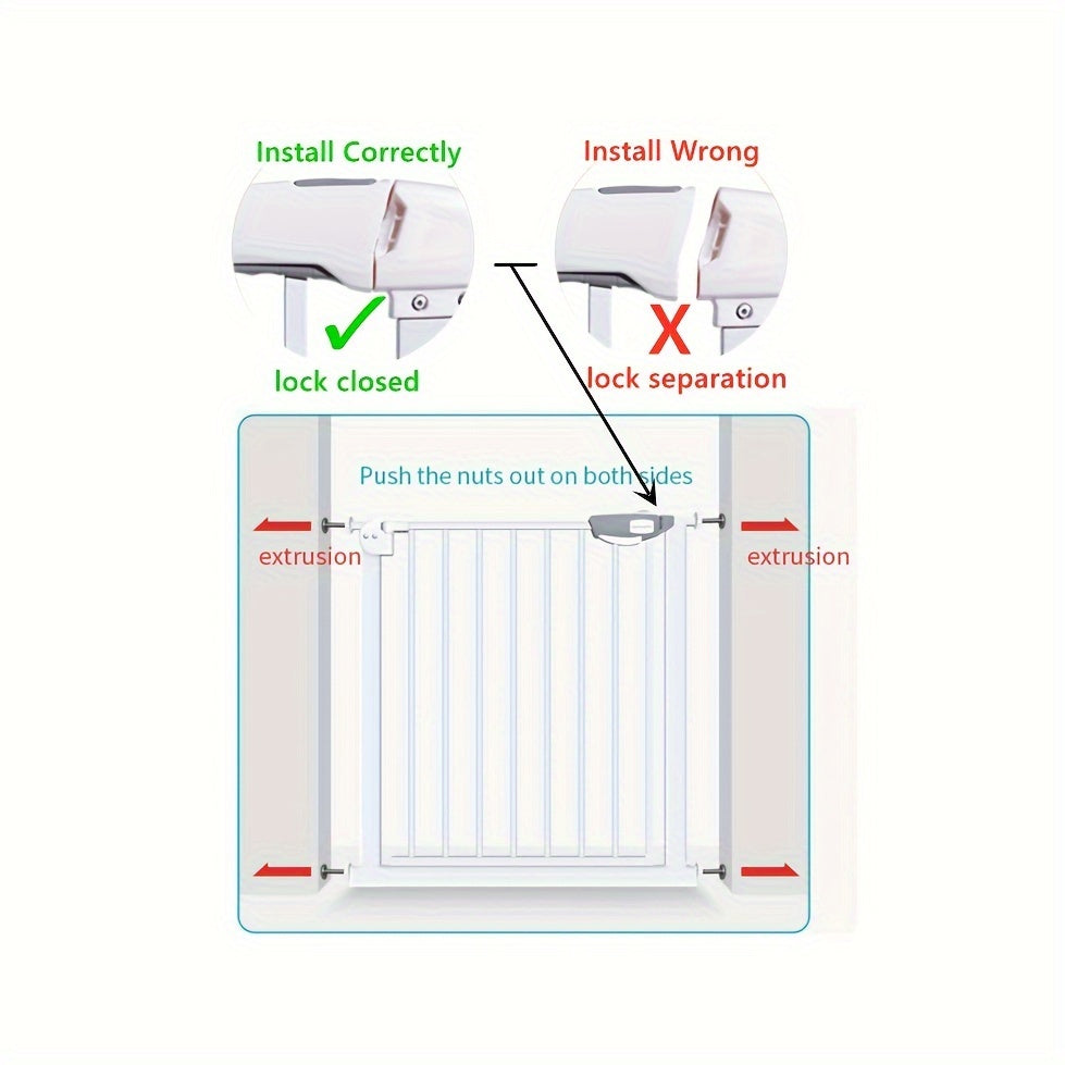 Steel Dog Gate for Doorways and Stairs Auto Close Walk Thru Indoor Outdoor
