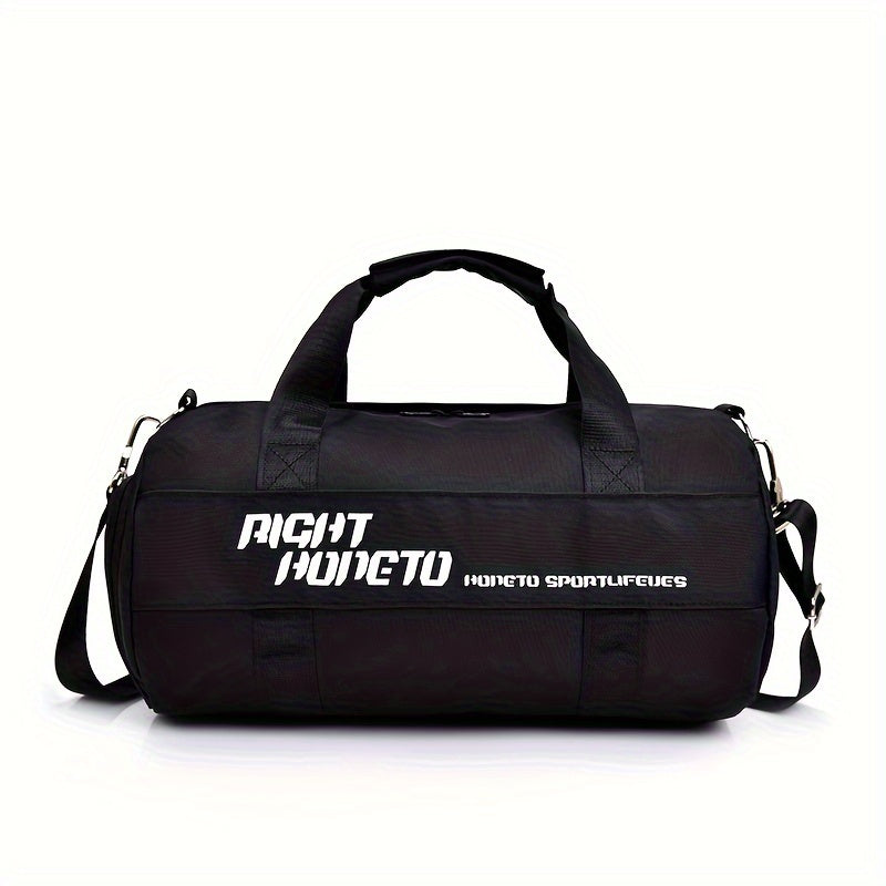 Large Nylon Gym Duffel Bag with Wet Dry Separation in Black 48x27x27cm