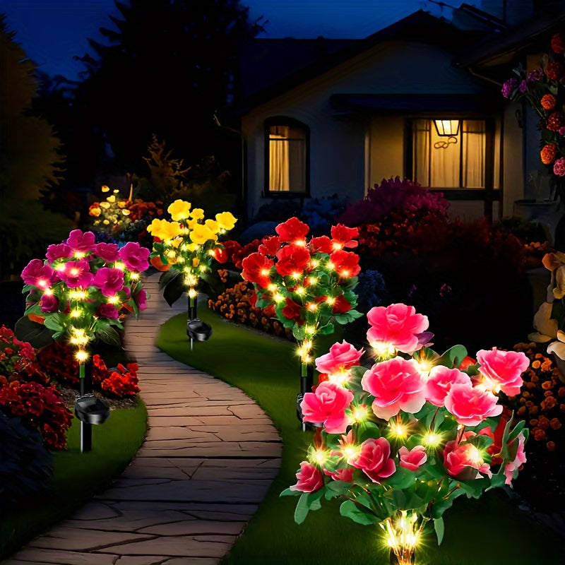 Solar-Powered Azalea Flower Lights with 21 Warm LED Blooms for Outdoor Garden Decoration