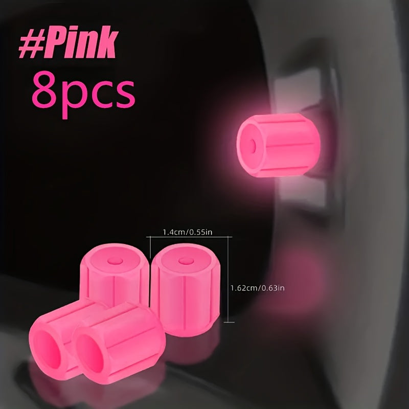Universal Car and Bicycle Fluorescent Valve Stem Caps 4/8/12pcs
