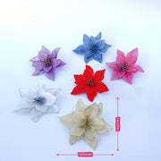 Juego de 10 flores artificiales de Navidad con purpurina para decoración de árbol 14cm