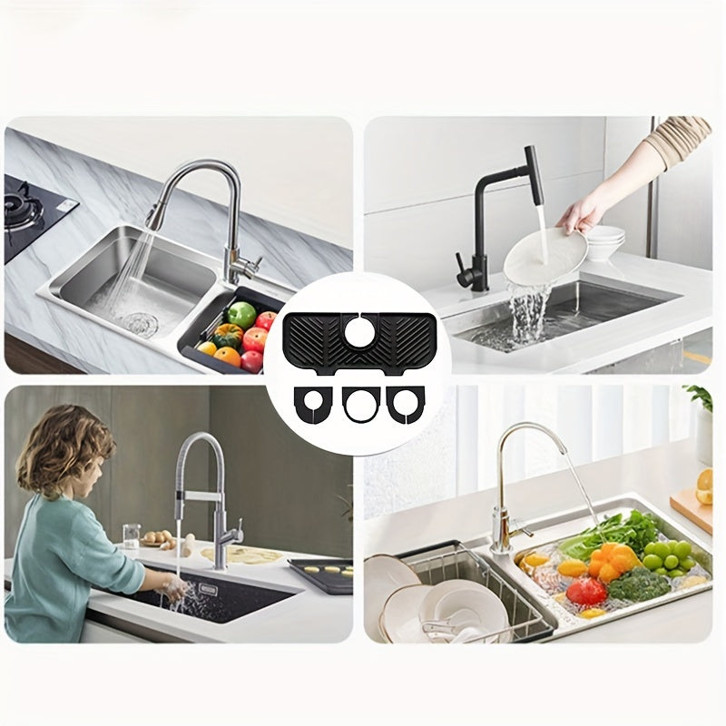 Kitchen Sink Drain Set with Faucet Drain Pad and Double Shelf for Organization