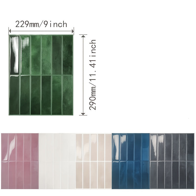 3D Self-Adhesive PET Tile Wall Stickers Waterproof Anti-Mold Oil-Resistant for Kitchen Bathroom Living Room