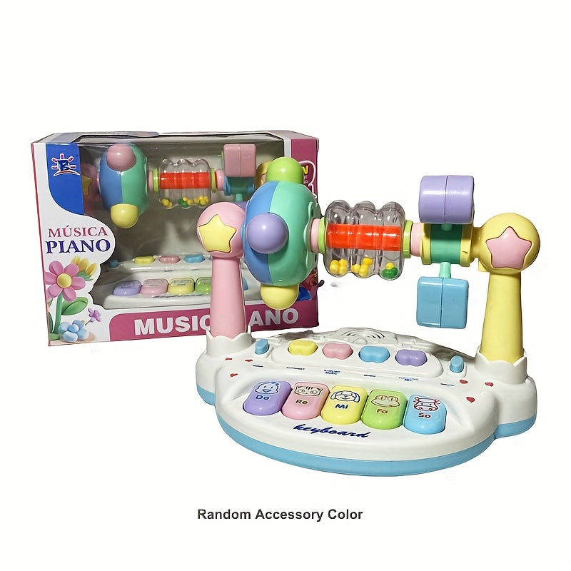 Kids Electronic Music Piano Toy with Lights, Shaking Bells, and Spinning Features