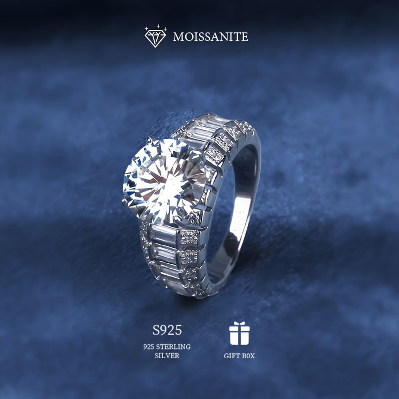 Vintage Sterling Silver Moissanite Ring 3-5ct Bridal Engagement Gift-Ready