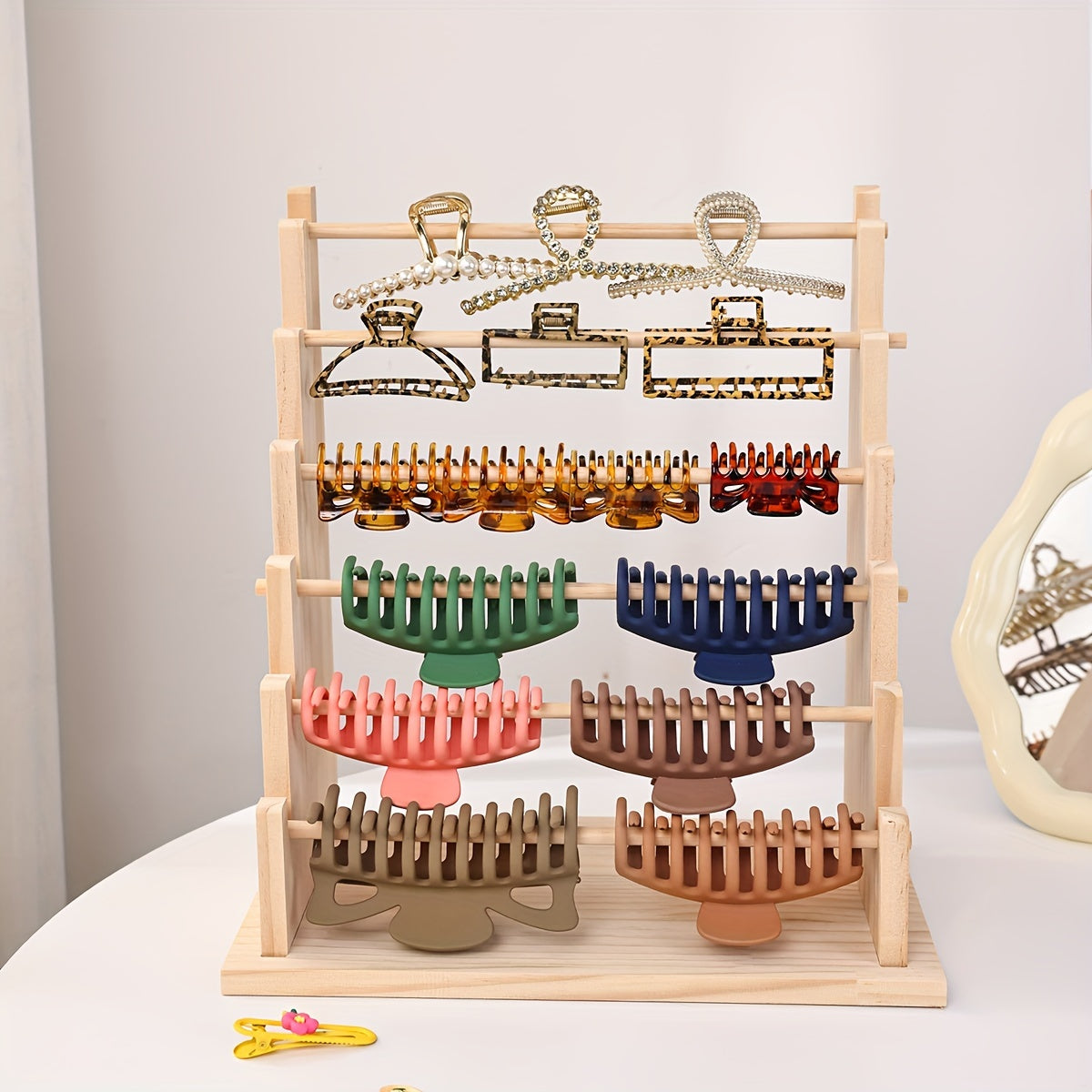 Маленький деревянный органайзер для украшений с отсоединяемым дизайном для серег и браслетов