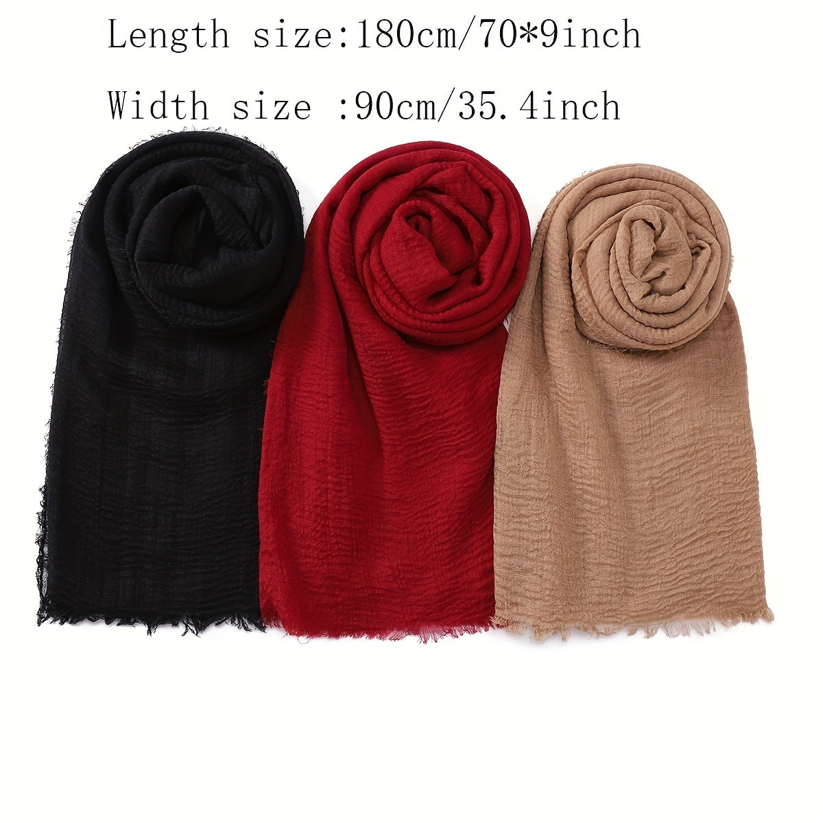 3 ta minimalistik pufli pleatli hijablar to'liq ranglar nafas oladigan kundalik sharflar