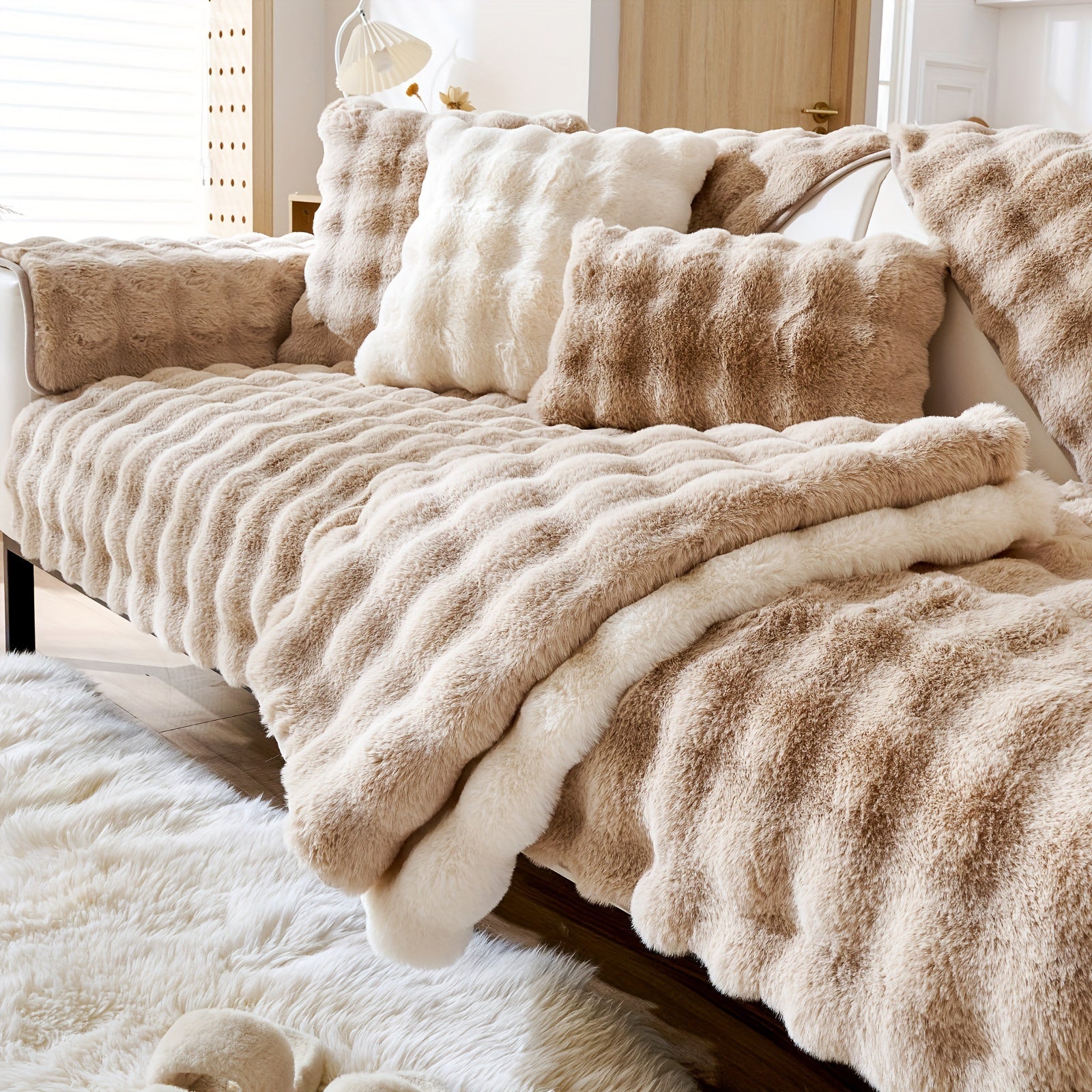 Накидка на диван из флиса для 2-4 местных диванов в 8 цветах, моющаяся в машине, дружелюбная к питомцам, современный дизайн