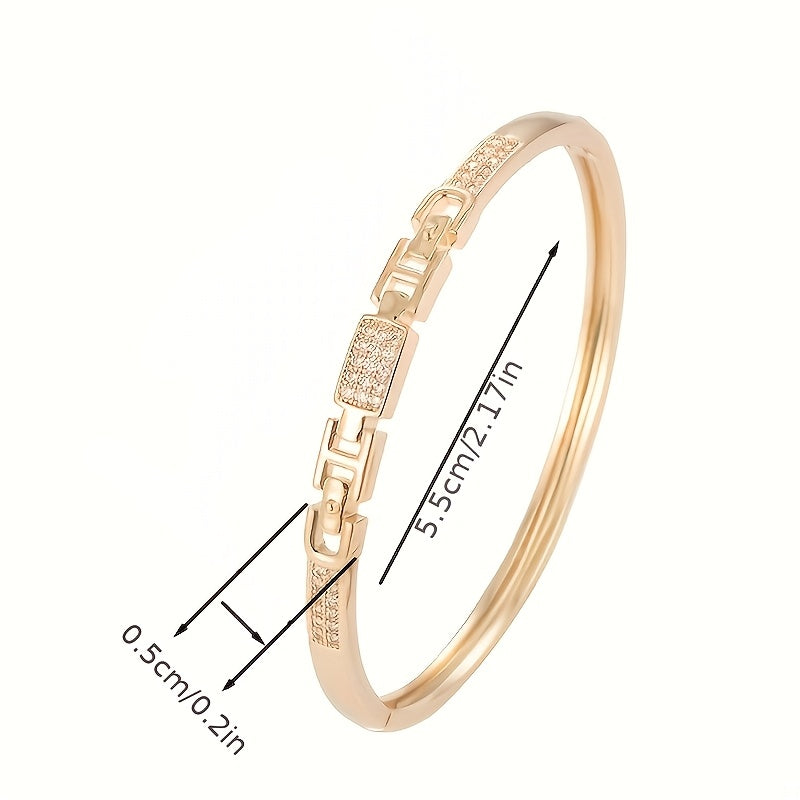 Geometric Copper Chain Bracelet with Cubic Zirconia Inlay for Women