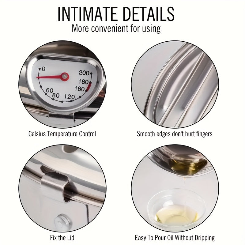 Нержавеющая сталь глубокая фритюрница с крышкой, регулятором температуры, стойкой для фильтрации масла для французских картофелечных и курицы