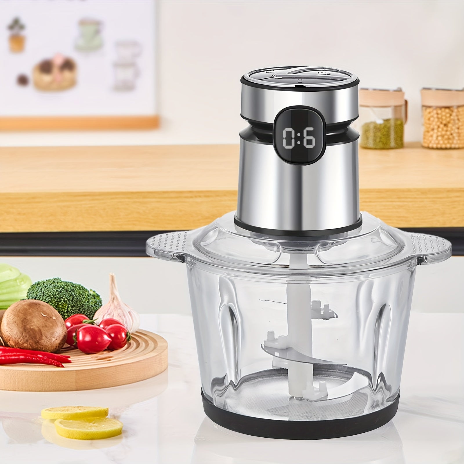 Molino de carne eléctrico de gran capacidad, 3 velocidades, cuerpo transparente, motor de acero inoxidable, pantalla digital