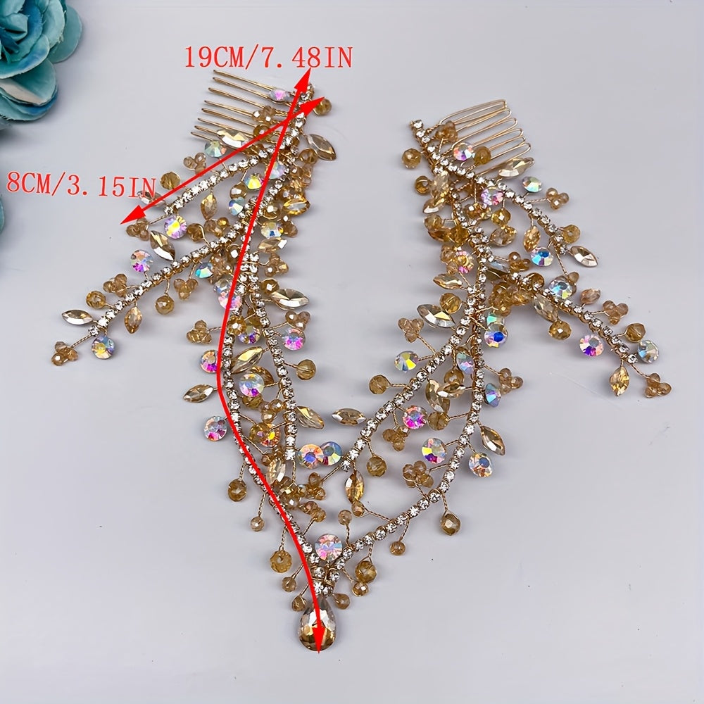 Bohemian Bridal Headpiece with Single Crystal Pendant Forehead Chain Jewelry for Weddings