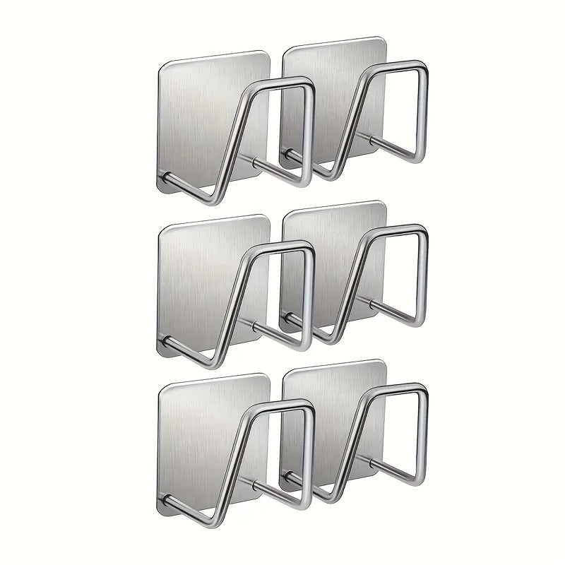 Stainless Steel Kitchen Bathroom Organizer Set 2 4 6 Pieces Wall-Mounted Sink Drain Rack Hooks
