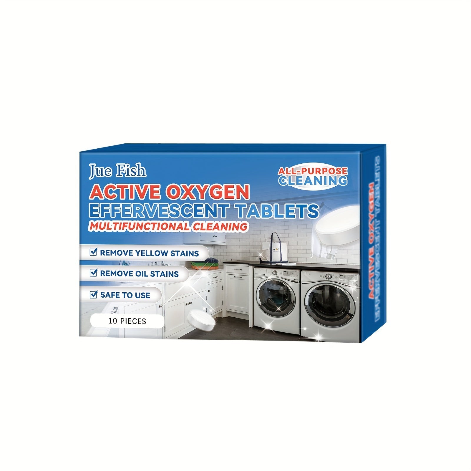 Set of 10 Oxygen Cleaning Tablets for Kitchen Grease and Oil Stains