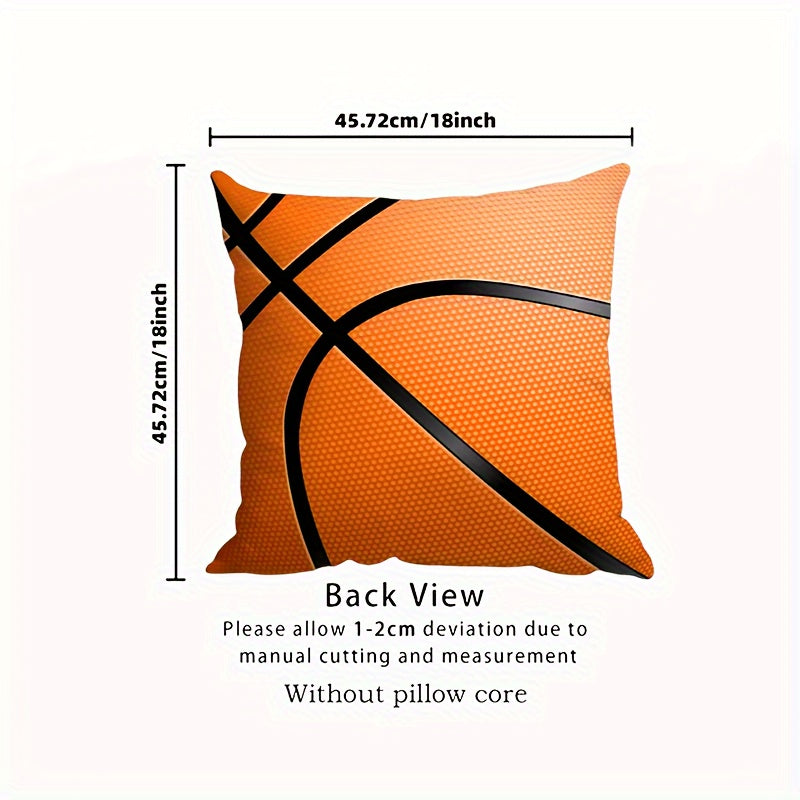 Basketball Throw Pillow Cover Polyester Sports Theme Sofa Bed Decor for Teens