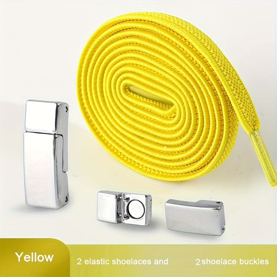 Unisex Metal Magnetic Shoelace Buckle Solid Color Elastic Lace Clip