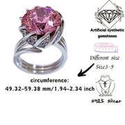 Sterling Silver Lotus Flower Ring with Pink Synthetic Gemstone 7.5 Carats Gift Box