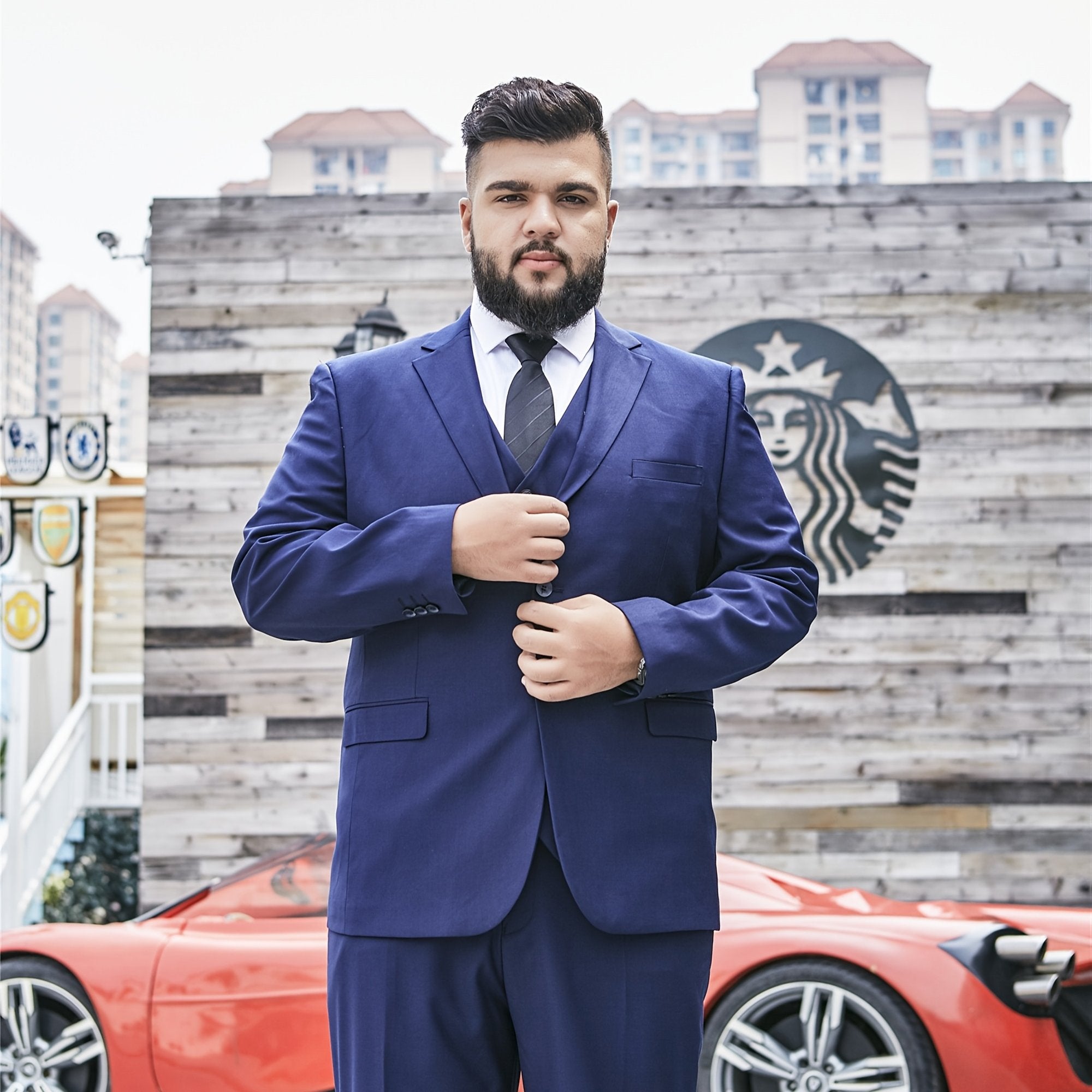 Chaqueta de traje negra para hombre para ocasiones formales, talla grande, mezcla de poliéster trenzado