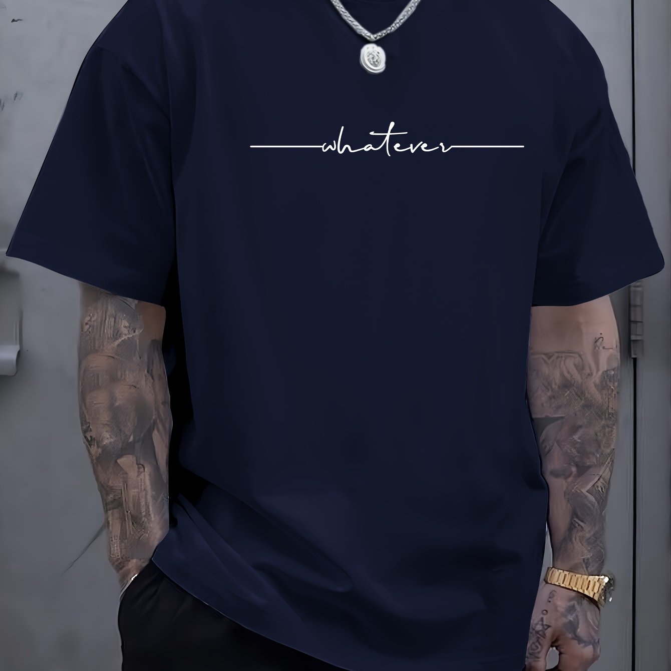 Camiseta de manga corta para tallas grandes y hombres altos Summer Plus Size con patrón geométrico de poliéster