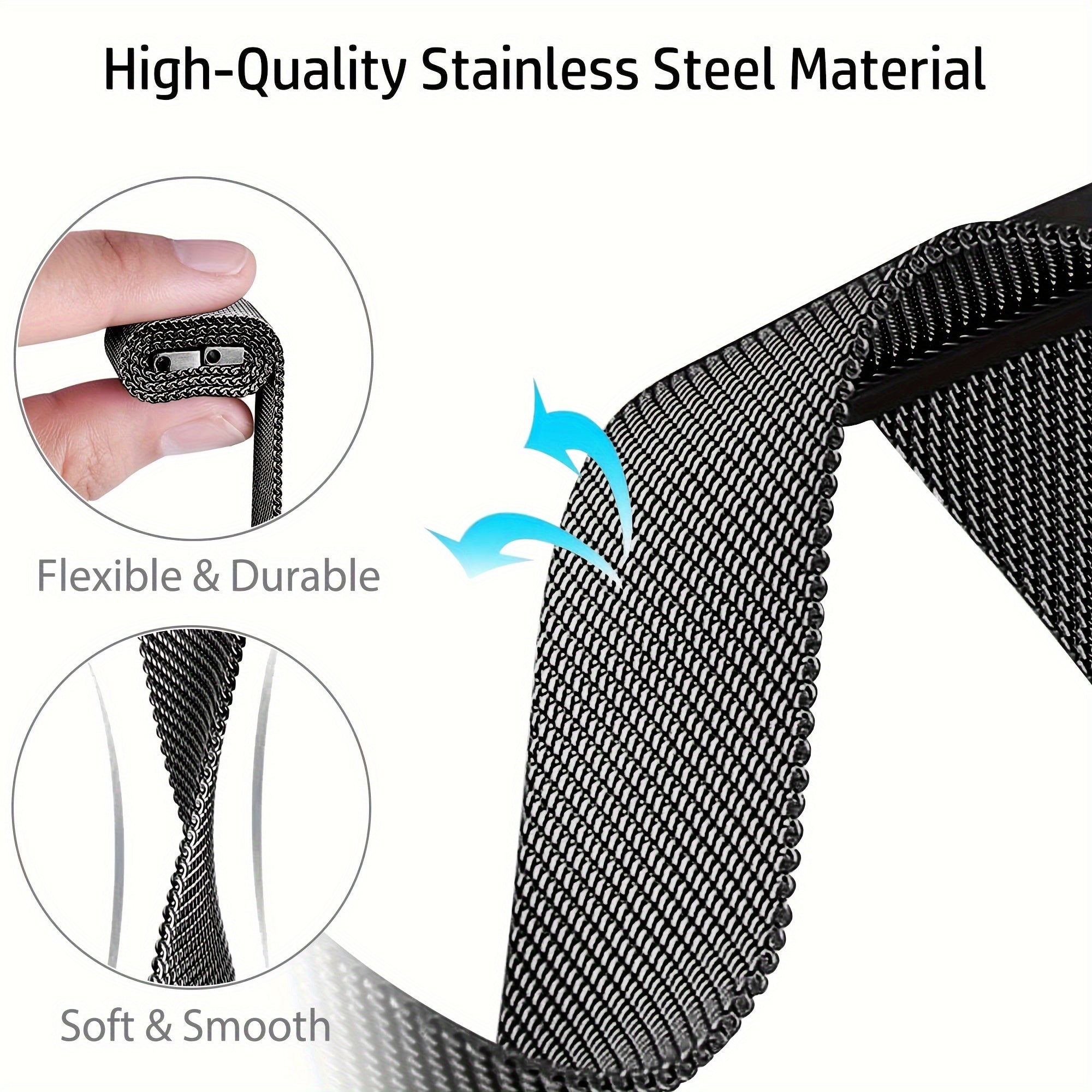 20mm Stainless Steel Mesh Watch Band Magnetic Mesh Strap for Samsung Galaxy Watch and Amazfit Bip U Pro GTS