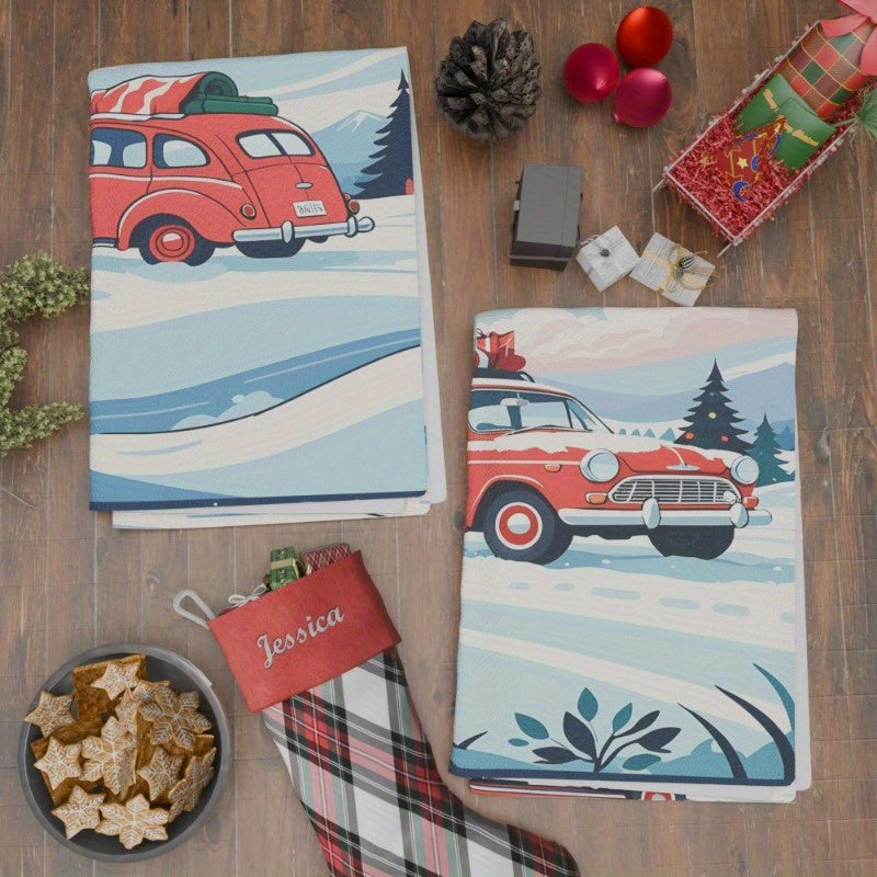 Christmas Wintertime Kitchen Towel Set 2 Cozy Snowflake Tea Towels 18x26