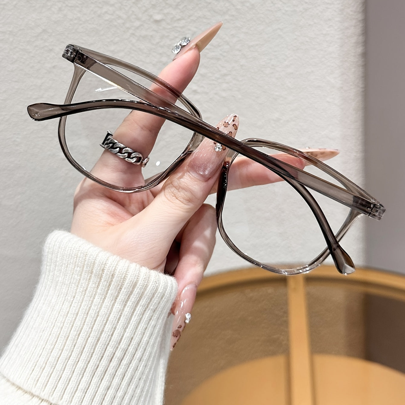 Women's Y2K Rectangular Fashion Glasses with PC Frame Decorative Lenses