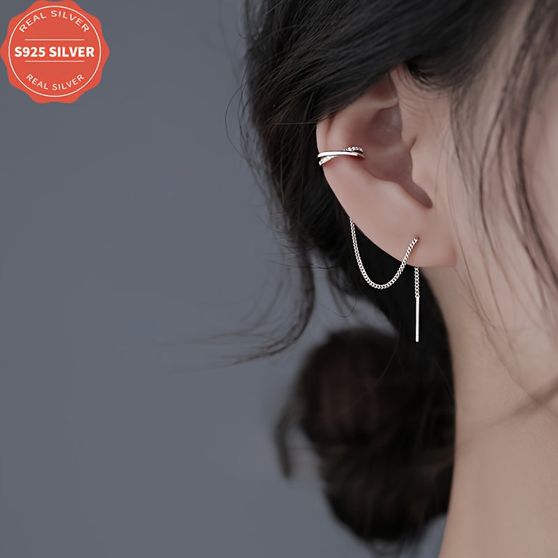 Sterling Silver Tassel Earrings for Women Hypoallergenic Dangle Chain Lightweight Gift Box