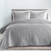 Bedroom Dormitory Bedspread Set with Leaf Embossed Design and Pillowcases