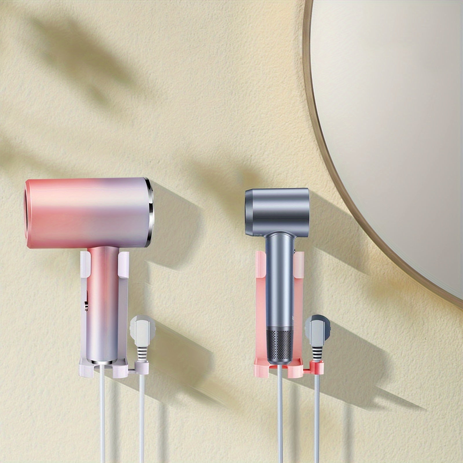 Plastic Bathroom Organizer Rack for Curling Iron Hair Dryer and Toothbrush Storage