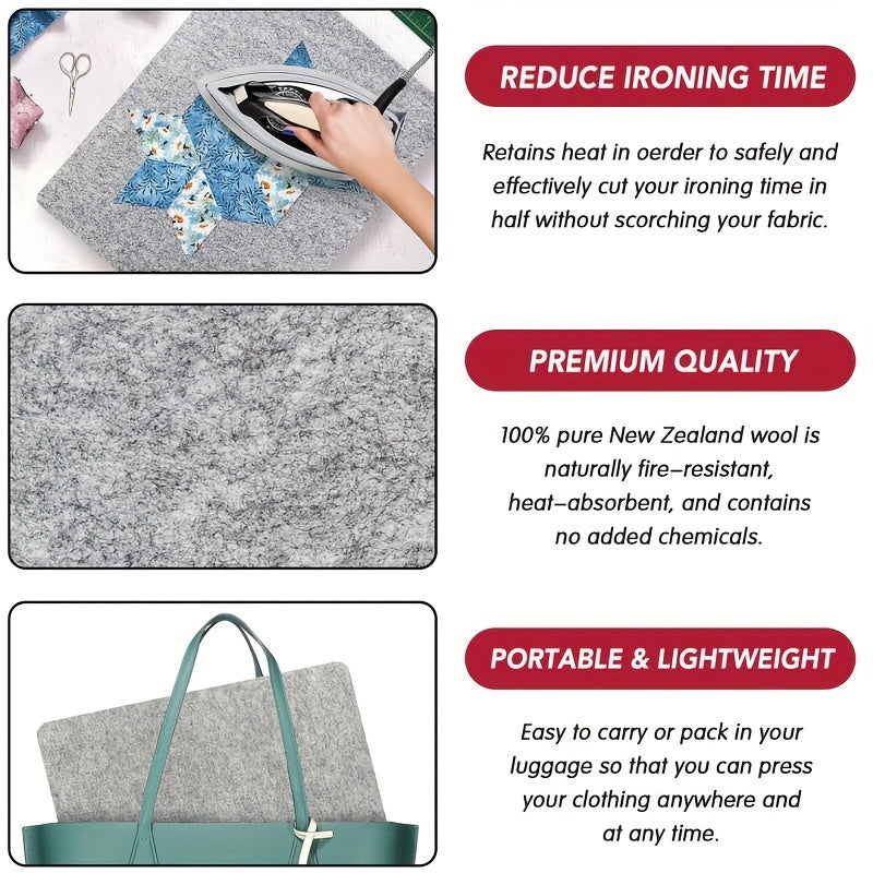 Portable Wool Pressing Mat for Quilting and Sewing 25.4x34.3cm Felt Ironing Pad