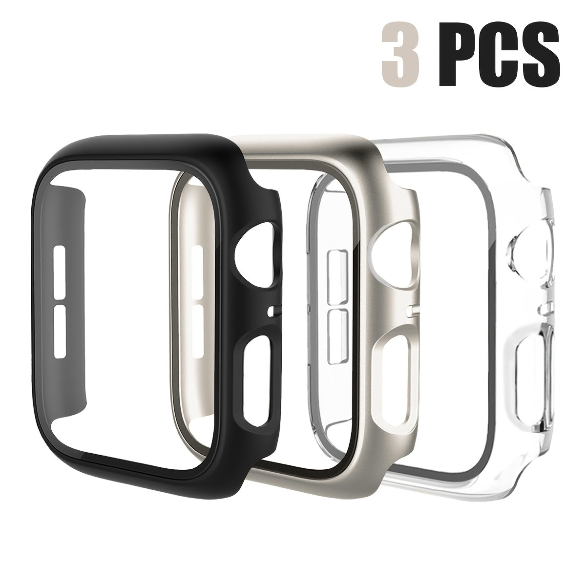 3pcs Apple Watch Cases for Men and Women Sports Leisure PC Hard Tempered Glass Screen Protector