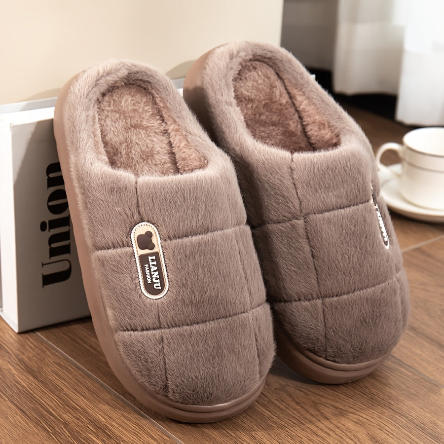 Women's Plush Slippers Warm Anti-slip Indoor Footwear for Autumn and Winter