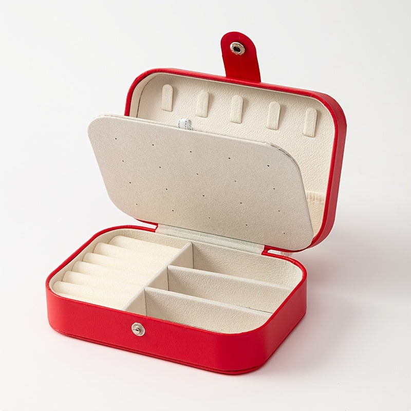 Caja organizadora de joyas de cuero sintético con exhibición ajustable y removible para viajes y almacenamiento