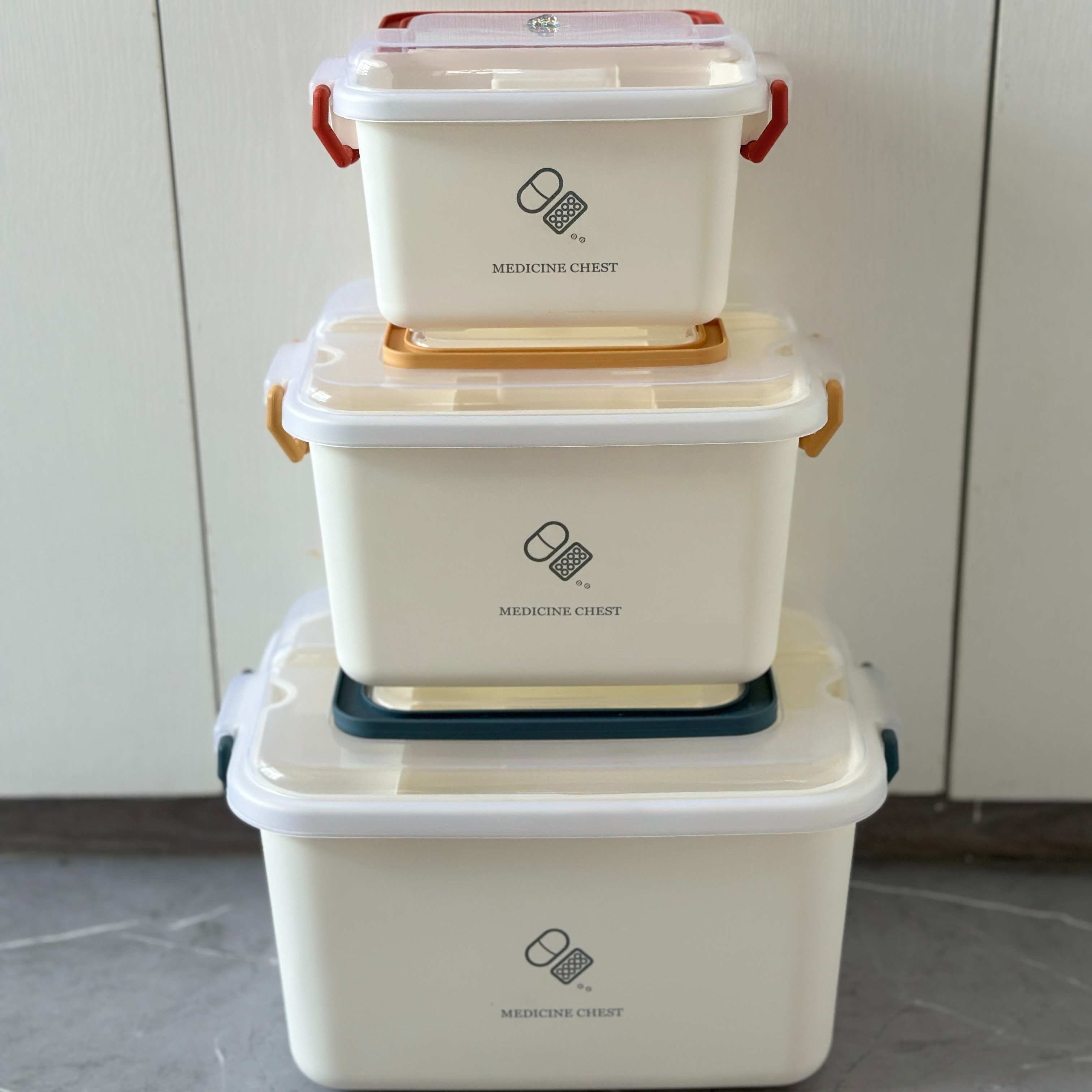 Large Capacity Family First Aid Kit with Plastic Storage Box for Home Office School