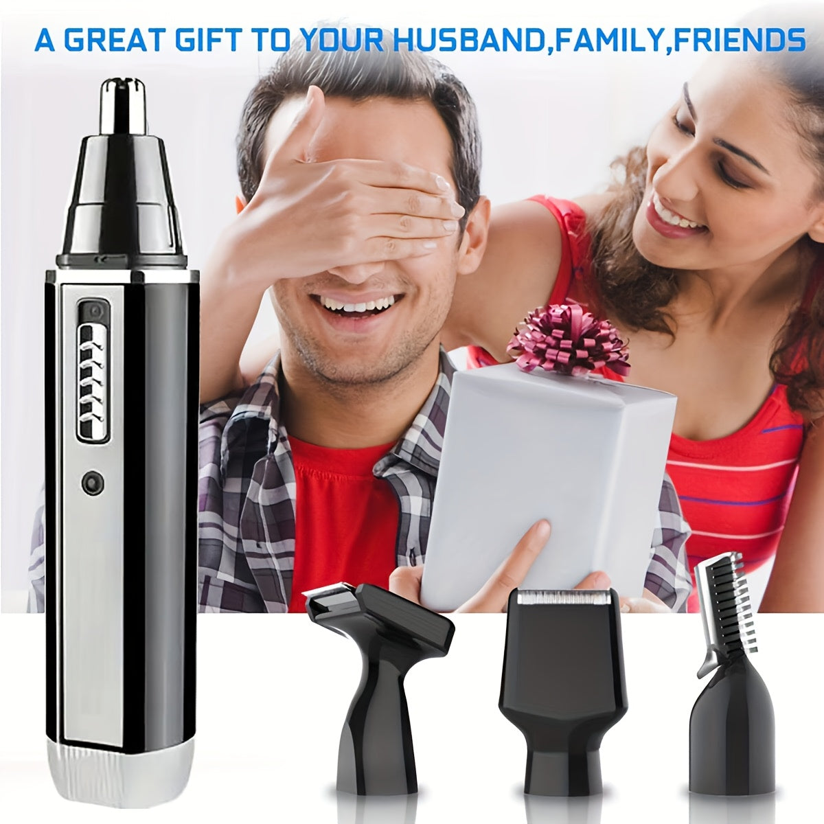 Men's 4-in-1 Grooming Kit Nose Ear Eyebrow Mustache Trimmer USB Rechargeable