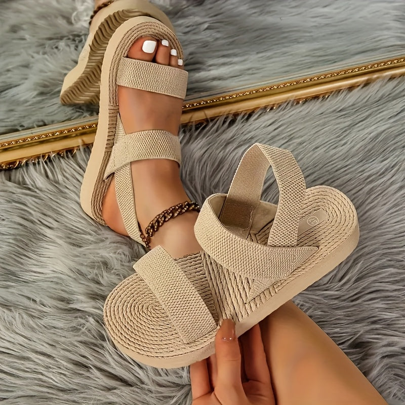 Women Slip-On Open-Toe Sandals Breathable Fabric Cushioned Sole